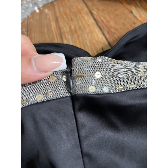 Papell Boutique Evening Size 8 Black 90s Sequin Lace Halter Embroidered Dress - Picture 8 of 10